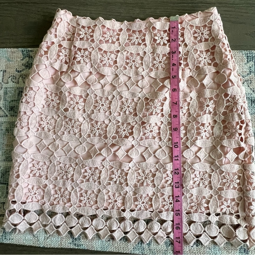 Sandro Lonely Guipure Lace Mini Skirt Pastel Pink sz 1 US SMALL - Picture 11 of 12